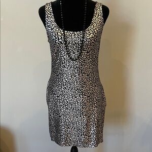Metallic Silver & black Leopard Print Slip Dress